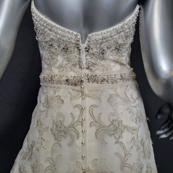 NWT~$1899~ESSENCE~SZ 4~IVORY STRAPLESS EMBELLISHED FIT & FLARE WEDDING DRESS - Picture 13 of 16